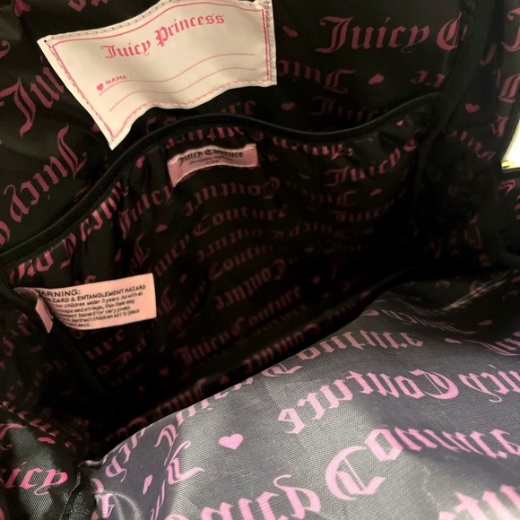 NWT JUICY COUTURE Black Gold Heart Sequin Logo Backpack School Travel Bag main image 5